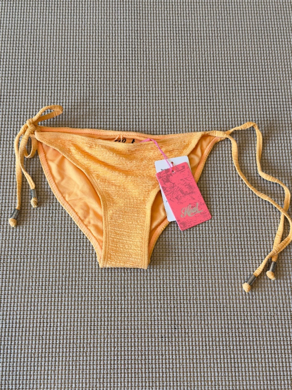 HEAT swimwear tie side bottom bikini saffron size small one piece orange